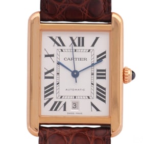 Cartier 18k Gold Tank Solo XL 3514 Automatic Watch