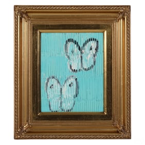 Hunt Slonem b.1951 Aquamarine Butterflies Painting