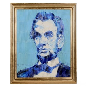 Hunt Slonem b.1951 "Abe Lincoln" Portrait Painting