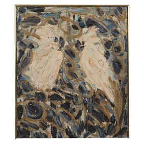 Hunt Slonem b.1951 Pair of Cockatoos Oil Painting