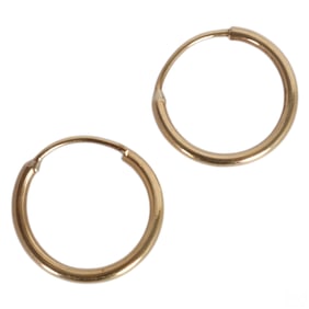 14k Yellow Gold Small Classic Hoop Earrings UNISEX