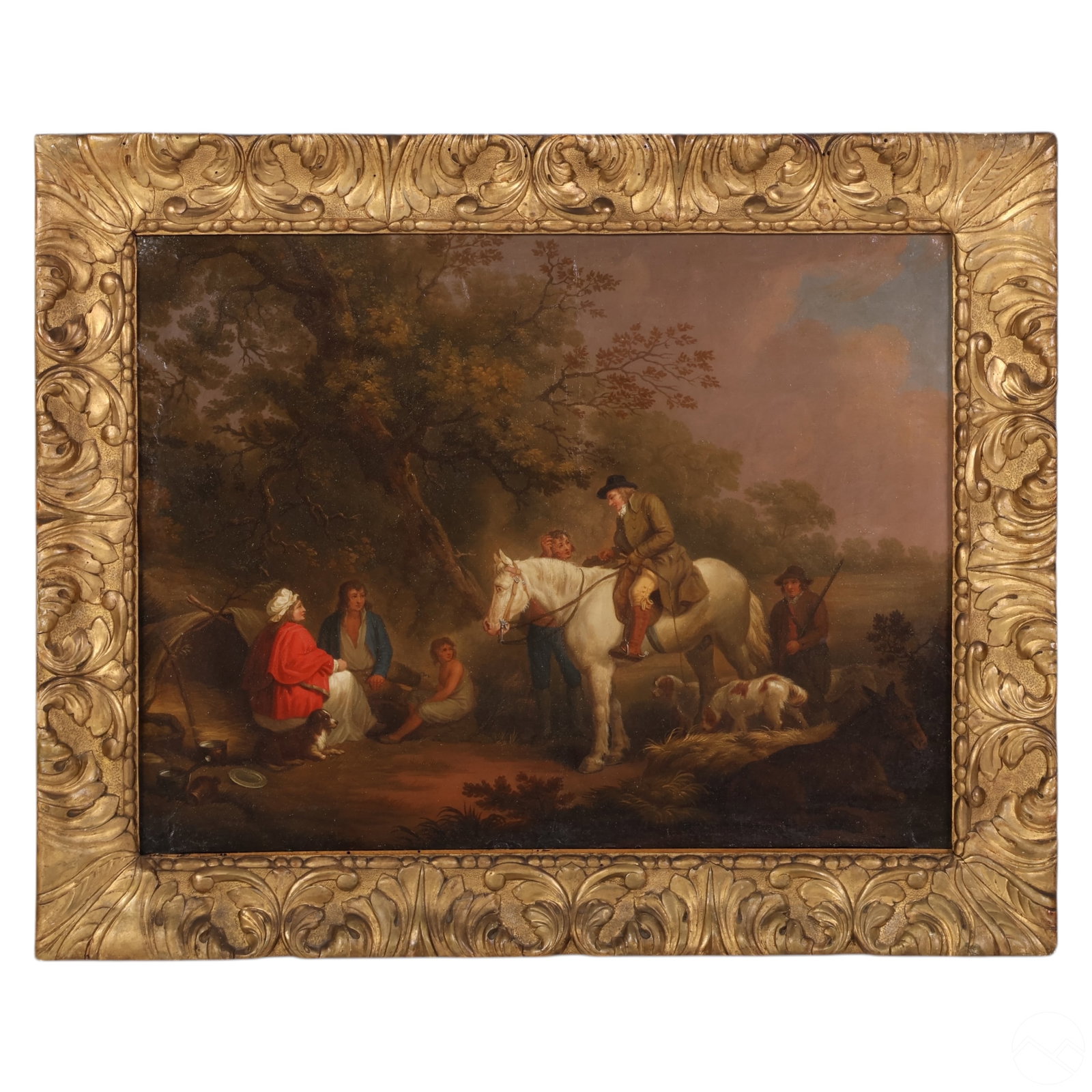 Antique Figural Equestrian Landscape Oil Painting (1 of 9)