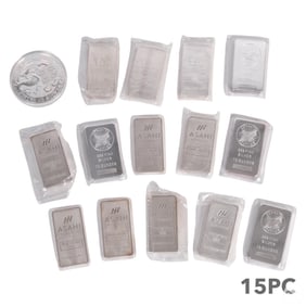 150 OZT .999 SILVER BULLION BARS 15PC. ESTATE LOT