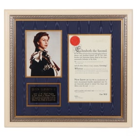 Queen Elizabeth SIGNED 1974 Pardon Document FRAMED