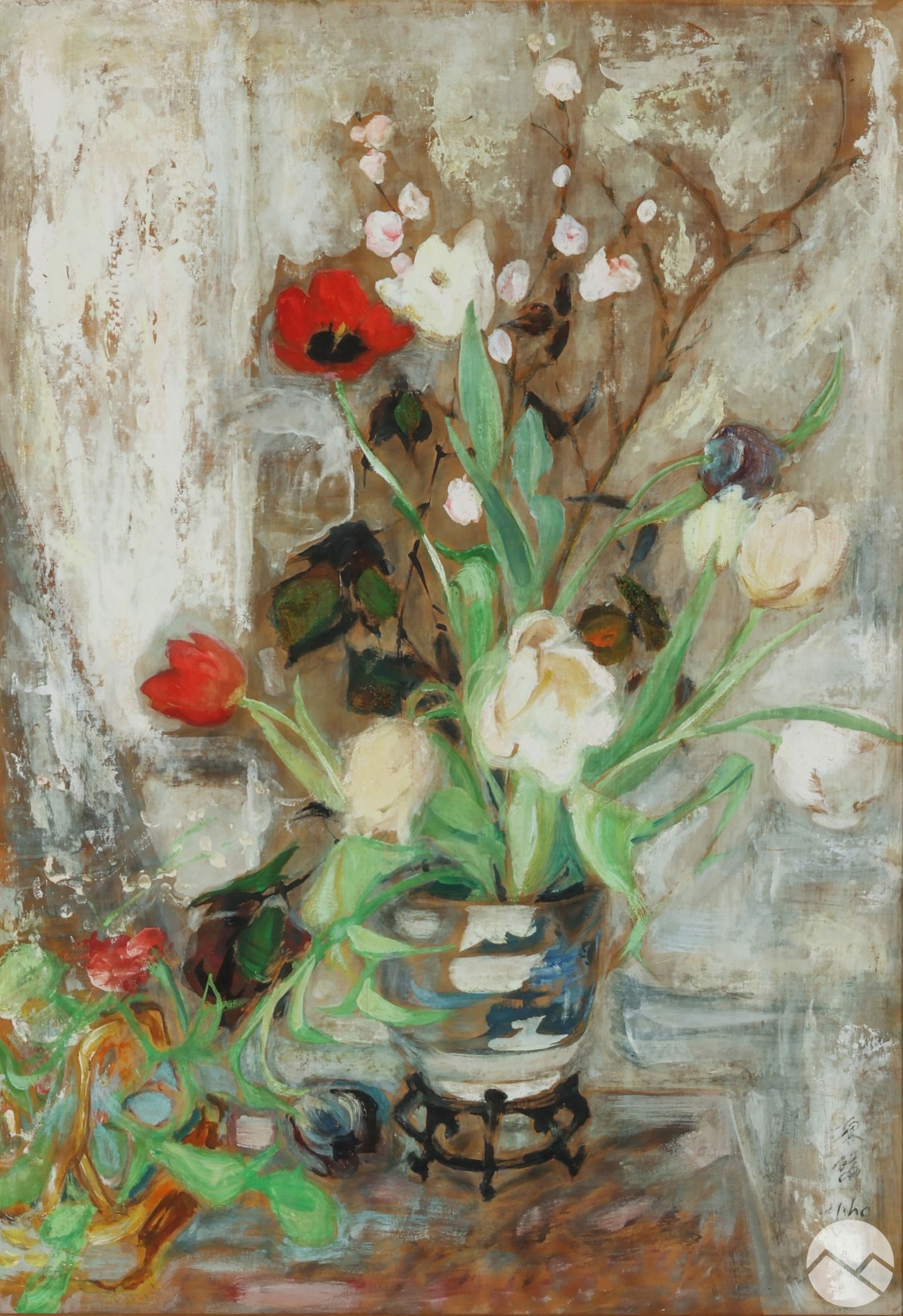 Le Pho (1907-2001) La Fleurs et la Roses Painting