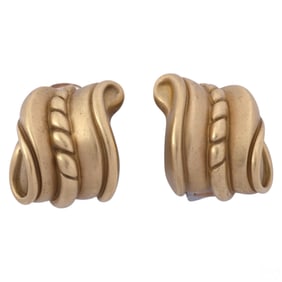 Kieselstein Cord Pair of 18k Gold Scroll Earrings