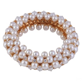 Van Cleef & Arpels 18k Pearl Diamond VCA Bracelet