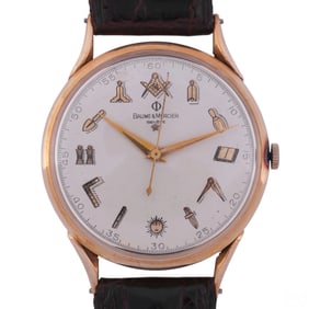 Baume & Mercier 14k Gold Masonic Men's Wristwatch