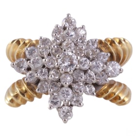 18k Two Tone Gold Tiered 1.25 CTTW Diamond Ring s7