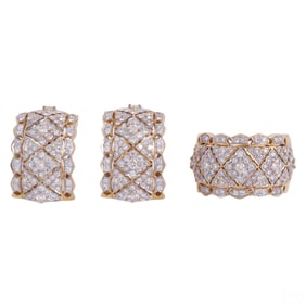 18k Gold & 3.13 CTTW Diamond Ring and Earrings SET