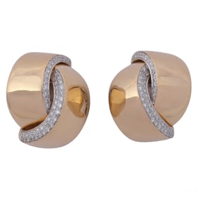 14k Gold 2 CTTW Pave Diamond Crossover PR Earrings