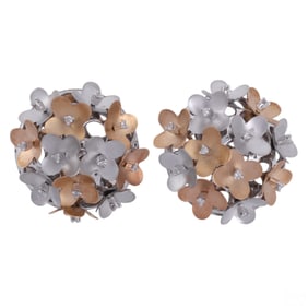 14k Gold 1/4 CTTW Diamond Flower Clip-on Earrings