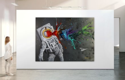 Kevin Vigil Kre8 b.1980 Abstract Spaceman Painting
