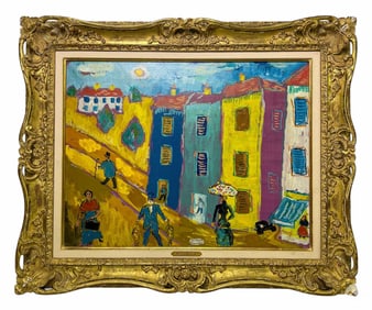 Fikret Moualla 1903-1967 Street Scene Oil Painting