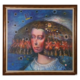 Vladimir Zabaleta b.1944 Surreal Portrait Painting
