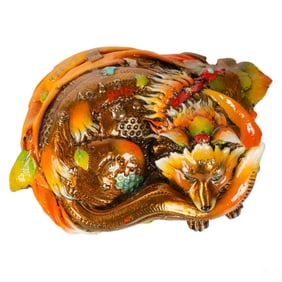 Nano Lopez b.1955 Sleeping Foxy Bronze Sculpture