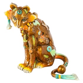Nano Lopez b.1955 Edison Cat Bronze Art Sculpture