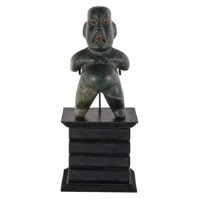 Pre Columbian Jade Olmec Ancestor Ceremony Figure