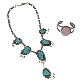Native American Squash Blossom Necklace & Bracelet