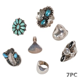 Native American Indian Silver Turquoise Rings LOT