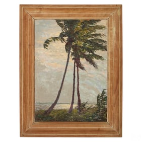 Albert Ernest Backus (American, 1906–1990) Coastal Palm Trees Oil Painting