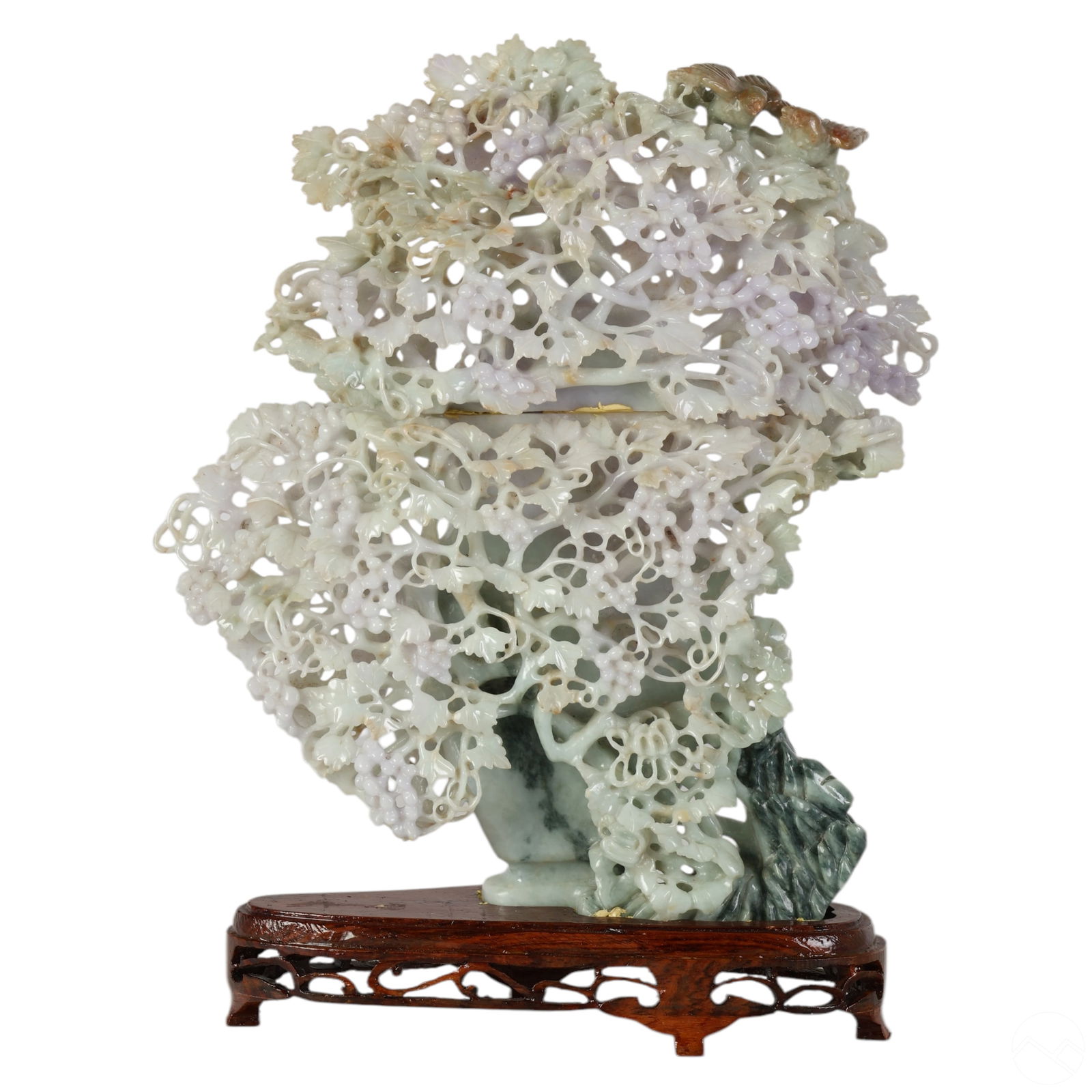 Chinese Lavender Jade Carved Grapevine Covered Urn (1 of 7)