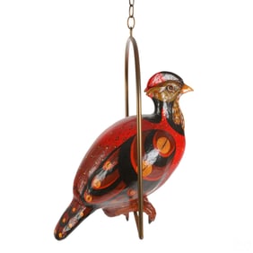 Bustamante Style Papier Mache Bird Sculpture Perch