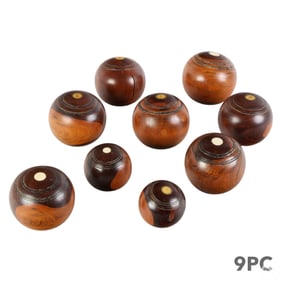 Antique Lignum Vitae Bocce Wood Bowling Balls SET