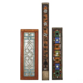 Architectural Salvage Stained Glass Window 3pc LOT