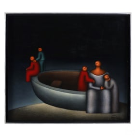 Jesus Leuus b.1948 Minimalist Figural Oil Painting