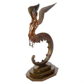 Erte 1892-1990 Firebird Art Deco Bronze Sculpture