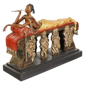 Erte 1892-1990 Daydreams Art Deco Bronze Sculpture