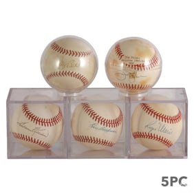 Maris Boudreau Palmer Bell Baseball 5pc LOT SIGNED