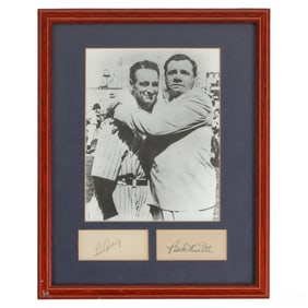 Babe Ruth & Lou Gehrig SIGNED Baseball Photograph