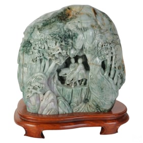 Chinese Dushan Jade Village Mountain Scene Carving