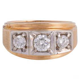 14k Gold .87 CTTW Natural Diamond Mens Ring Sz 10