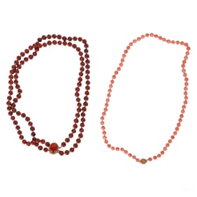 14k Gold Angel Skin Coral Carnelian Necklaces LOT