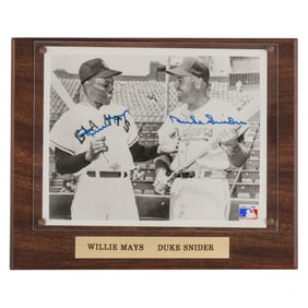 Willie Mays Duke Snider Baseball Photograph SIGNED