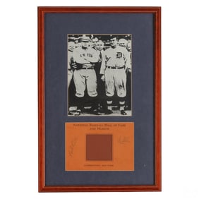 Babe Ruth & Ty Cobb B&W Baseball Photograph SIGNED