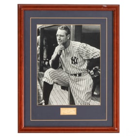 Lou Gehrig Baseball Sports B&W Photograph SIGNED