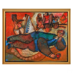 Theo Tobiasse 1927-2012 Figural Abstract Painting