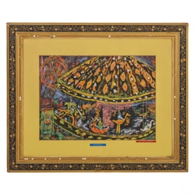 Samuel Chalkofsky 20C Carousel Gouache Painting