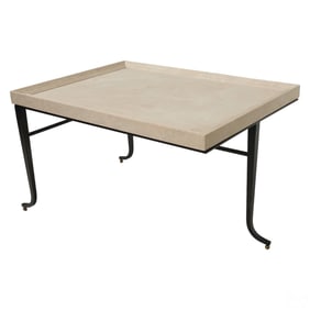 John Saladino Three Leg Travertine Cocktail Table