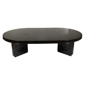 James Mont Round Black Lacquer Asian Dining Table