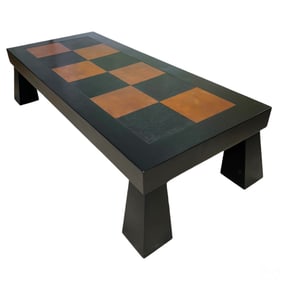 James Mont Mid Century Checker Top Coffee Table