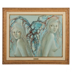 Alberto Parra b.1929 Two Two Nude Woman Painting