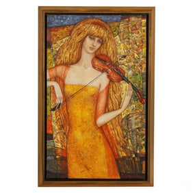 Dmitry Polarouche b.1964 Girl with Violin Painting