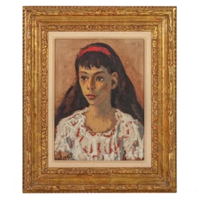 Moses Soyer 1899-1974 Young Girl Portrait Painting