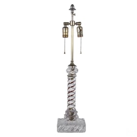 Antique Baccarat Bambous Style Crystal Table Lamp