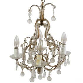 Antique Macaroni Glass Beaded Italian Chandelier